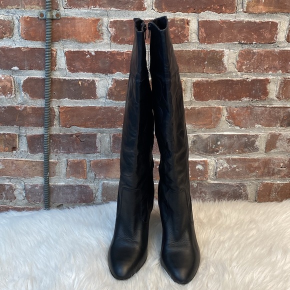 Coach Millie Black Leather Embossed Logo Tall Boots, Size 9.5B - Picture 7 of 17